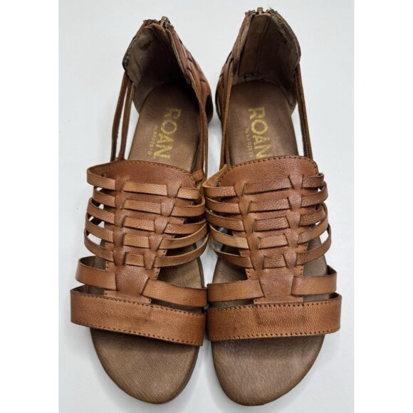 Roan By Bed-Stu Clarise Brown Leather Woven Sandals Size 7.5 - Picture 2 of 12